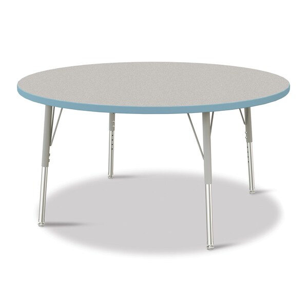 Jonti-Craft Berries Round Activity Table, 48 in. Diameter, E-height, Freckled Gray/Coastal Blue/Gray 6433JCE131 - main